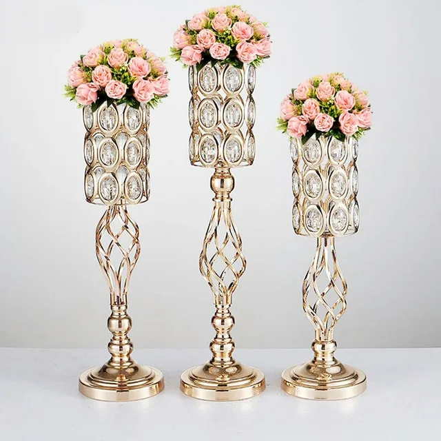 

Хороший центральный столик 60 см высокий стол подставка для цветов Золотая свадебная Цветочная ваза свадебное украшение 10 шт./лот
