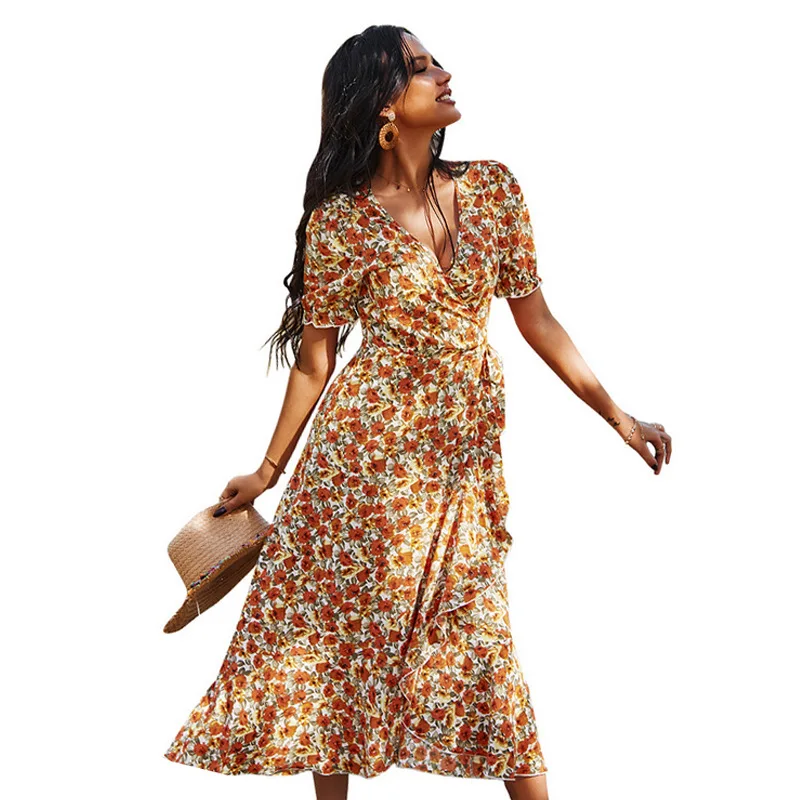 Print Dress Elegant Dresses for Women Vintage Clothes Exotic Short Sleeves Female Clothing Summer Light 2021 V-neck Casual Woman
Print Dress Elegant Dresses for Women Vintage Clothes Exotic Short Sleeves Female Clothing Summer Light 2021 V-neck Casual Woman
