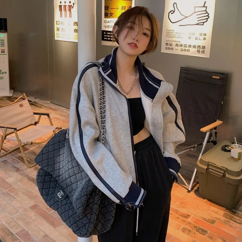 Gray Baseball Jacket for Women Spring and Autumn 2021 New Style Loose Small Salt Style Street Jacket TopNuyoah
Gray Baseball Jacket for Women Spring and Autumn 2021 New Style Loose Small Salt Style Street Jacket TopNuyoah
