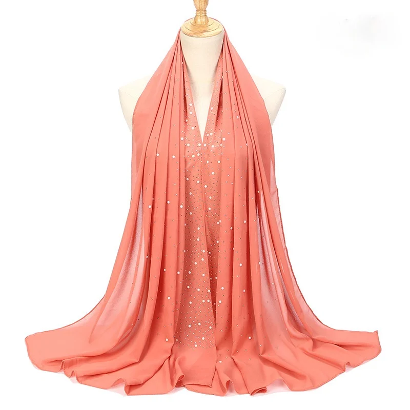 Pearl Scarf Bubbles Chiffon Scarf With Diamond Studs Scarf Plain Hijab Shawls Wraps Solid Color Muslim Hijab Scarf 1 Pc
Pearl Scarf Bubbles Chiffon Scarf With Diamond Studs Scarf Plain Hijab Shawls Wraps Solid Color Muslim Hijab Scarf 1 Pc