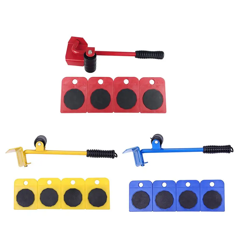 5Pcs Easy Furniture Lifter Mover Tool Set Heavy Stuffs Moving Hand Tools Set Wheel Bar Move Device Furniture Transport