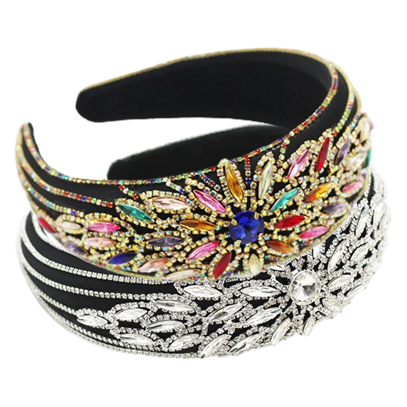 Vintage French Style Sponge Padded Headband Baroque Colorful Sunflower Rhinestone Wide Hair Hoop Luxurious Headdress
Vintage French Style Sponge Padded Headband Baroque Colorful Sunflower Rhinestone Wide Hair Hoop Luxurious Headdress