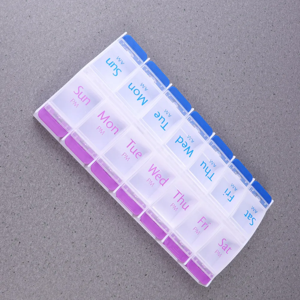 Portable Weekly Pill Box Double Row Organiser Dispensing Colorful 14 Compartments Pill Boxes Mini Medicine Pill Tablet Organiser
Portable Weekly Pill Box Double Row Organiser Dispensing Colorful 14 Compartments Pill Boxes Mini Medicine Pill Tablet Organiser
