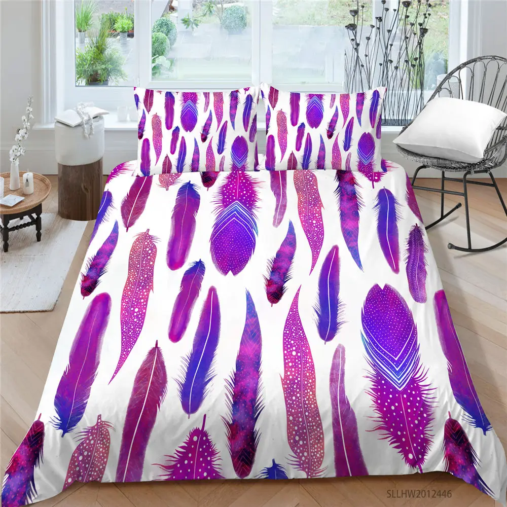 Purple Feathers Bedding Set King Size Creative Mysterious Duvet Cover White Queen Twin Full Double Single Bed Set Comfortable
Purple Feathers Bedding Set King Size Creative Mysterious Duvet Cover White Queen Twin Full Double Single Bed Set Comfortable
