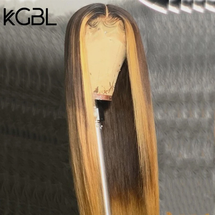 KGBL 13*6 Омбре Выделите прямые кружевные фронтальные человеческие волосы парик с