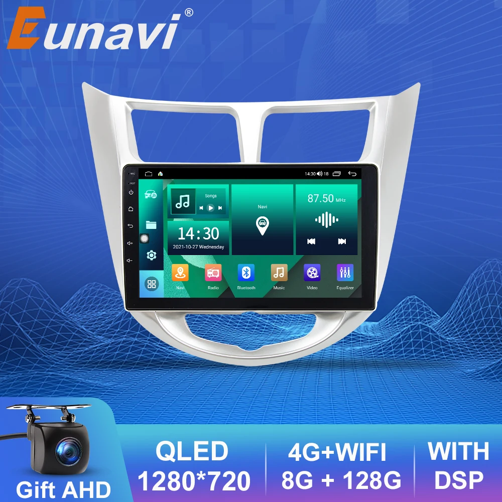 

Автомагнитола Eunavi на Android для Hyundai Solaris Accent 2010 - 2016 Carplay DSP головное устройство 4G 2 din Автомобильный мультимедийный GPS Авторадио