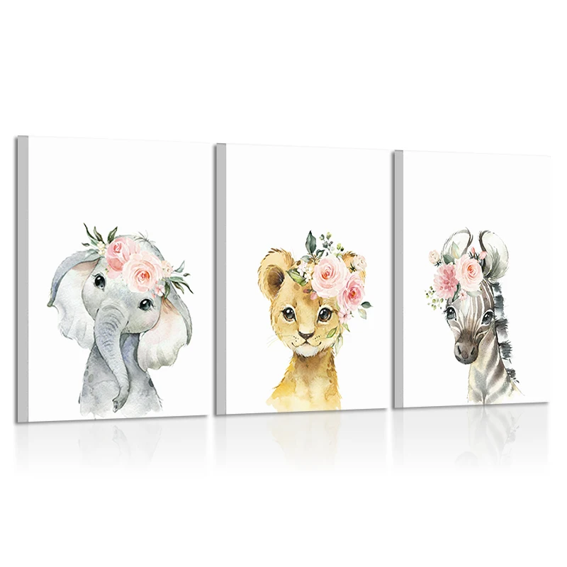 Nursery Decor Safari Animal Canvas Painting Baby Room Wall Art Poster Pink Rose Flowers Decoration Picture Kids Bedroom Design
Nursery Decor Safari Animal Canvas Painting Baby Room Wall Art Poster Pink Rose Flowers Decoration Picture Kids Bedroom Design