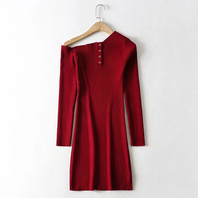 Autumn Knitted Dress Solid Color Cover Head Stitching A-Line Skirt Half Oblique Collar Casual Style High Temperature Styling
Autumn Knitted Dress Solid Color Cover Head Stitching A-Line Skirt Half Oblique Collar Casual Style High Temperature Styling