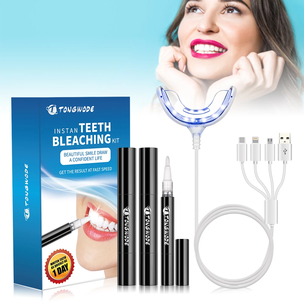 Smart Device Blue LED Light Teeth Whitening Kit for Phone Plug with 3 Gel Pen Portable Tooth Bleaching Accelerator Home Set
Smart Device Blue LED Light Teeth Whitening Kit for Phone Plug with 3 Gel Pen Portable Tooth Bleaching Accelerator Home Set