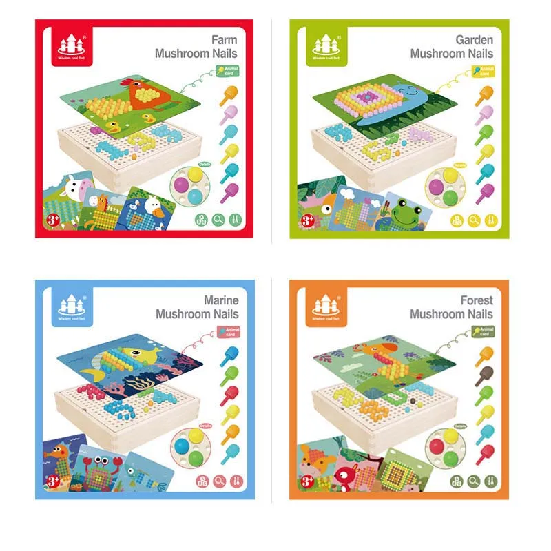 3D 240pcs Mushroom Nail Intelligent Puzzle Games With Wood Storage Box Mosaic Peg Board Jigsaw Puzzle Kids DIY Educational Toys
3D 240pcs Mushroom Nail Intelligent Puzzle Games With Wood Storage Box Mosaic Peg Board Jigsaw Puzzle Kids DIY Educational Toys