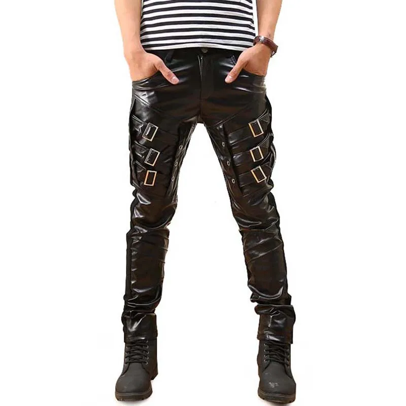 Men`s Black Slim Fit Soft PU Faux Leather Biker Pants Mens Korean Gothic Punk Party Costume Faux Leather Pants
Men`s Black Slim Fit Soft PU Faux Leather Biker Pants Mens Korean Gothic Punk Party Costume Faux Leather Pants