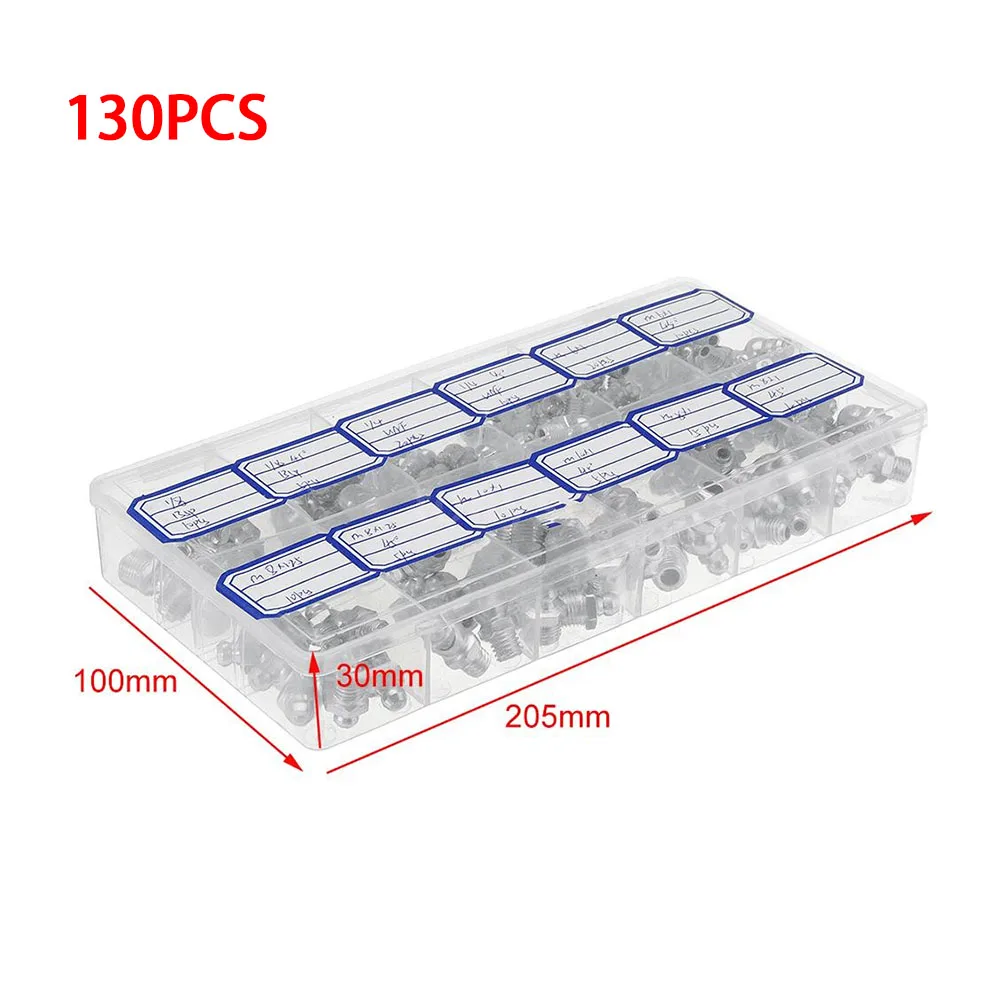 130pcs Grease Nozzle Metric Imperial M6/M8/M10 BSP UNF Metal Galvanized Assorted Car Connector Fittings with Box
130pcs Grease Nozzle Metric Imperial M6/M8/M10 BSP UNF Metal Galvanized Assorted Car Connector Fittings with Box