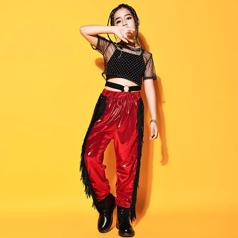 Girls Jazz Dance Performance Costume Hip Hop Clothes Tops Fringe Red Leather Hip Hop Pants Street Dance Stage Outfits 120-170CM
Girls Jazz Dance Performance Costume Hip Hop Clothes Tops Fringe Red Leather Hip Hop Pants Street Dance Stage Outfits 120-170CM