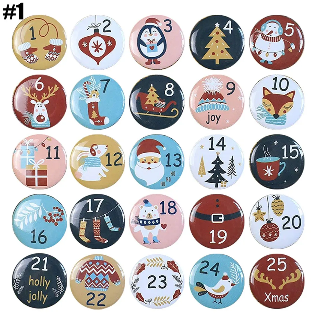 24PCS Christmas Gift Bag Countdown Pin No. Brooch Decorations With Numbers Santa Claus Hat Gloves Bells Socks Snowfake Decoratio
24PCS Christmas Gift Bag Countdown Pin No. Brooch Decorations With Numbers Santa Claus Hat Gloves Bells Socks Snowfake Decoratio