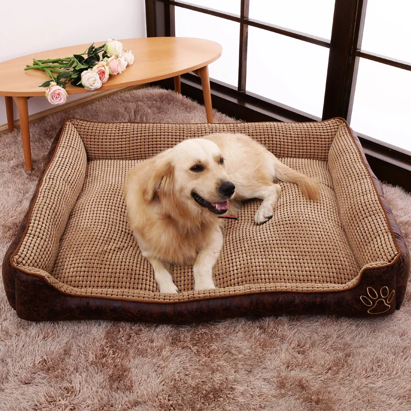 Кровать для собаки маленьких и больших собак зимняя теплая кровать двусторонняя
