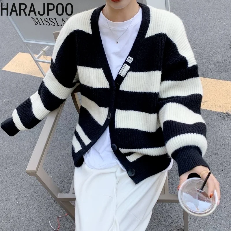 Harajpoo Cardigans Women Lazy Style Striped Knitted Jacket Fall 2021 New Korean Clothing Long Sleeve Sweater Outer Casual Tops
Harajpoo Cardigans Women Lazy Style Striped Knitted Jacket Fall 2021 New Korean Clothing Long Sleeve Sweater Outer Casual Tops