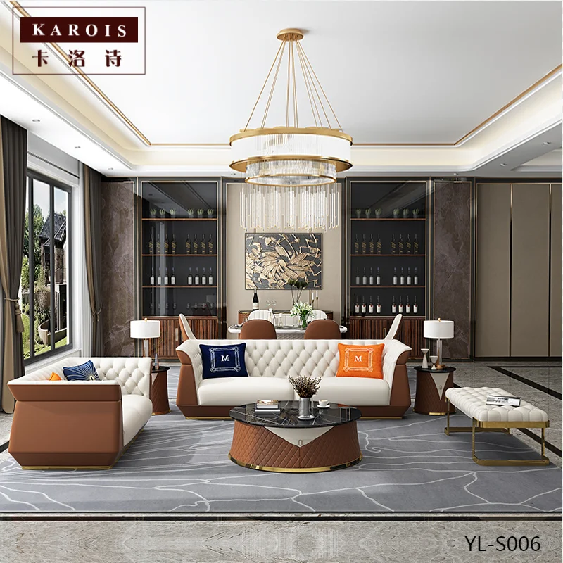 S006Italian Style Light Luxury Leather Sofa Living Room Furniture Complete 123 Modular Sofa KAROIS new arrival 
S006Italian Style Light Luxury Leather Sofa Living Room Furniture Complete 123 Modular Sofa KAROIS new arrival