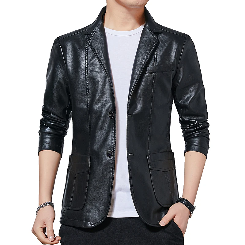 Faux Leather Coat Blazer Men Business Suit Jackets Mens Slim Fit Solid Two Buttons Black Windbreakers Casual Blazer Hombre
Faux Leather Coat Blazer Men Business Suit Jackets Mens Slim Fit Solid Two Buttons Black Windbreakers Casual Blazer Hombre