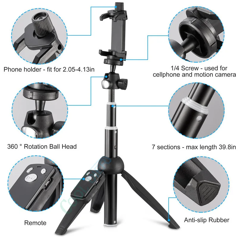 Portable bluetooth selfie stick tripod expandable foldable monopod with wireless remote control for sports camera IOS Android
Portable bluetooth selfie stick tripod expandable foldable monopod with wireless remote control for sports camera IOS Android