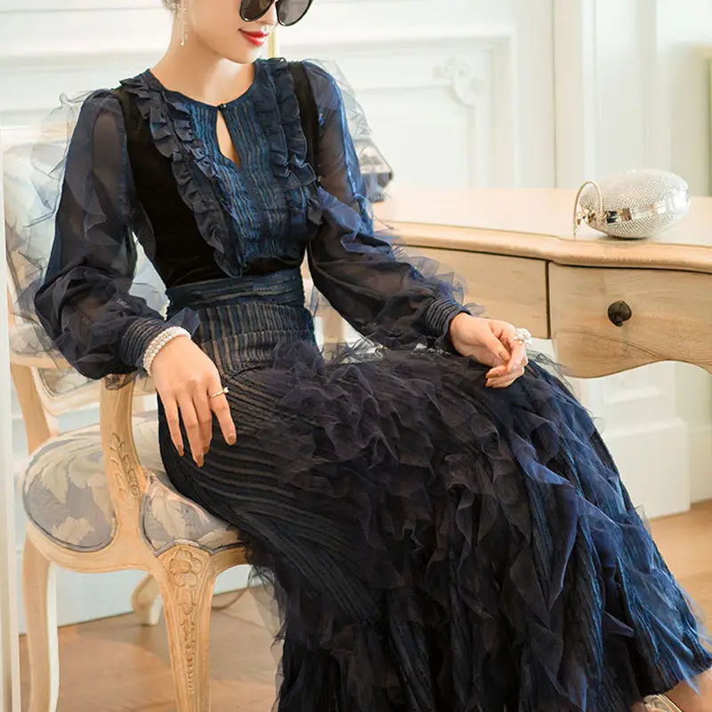 2021 High-End New Temperament Evening Banquet Elegant Slim Loose Summer Women Vestido Vfemage Vintage Long Dresses Kadife Elbise
2021 High-End New Temperament Evening Banquet Elegant Slim Loose Summer Women Vestido Vfemage Vintage Long Dresses Kadife Elbise