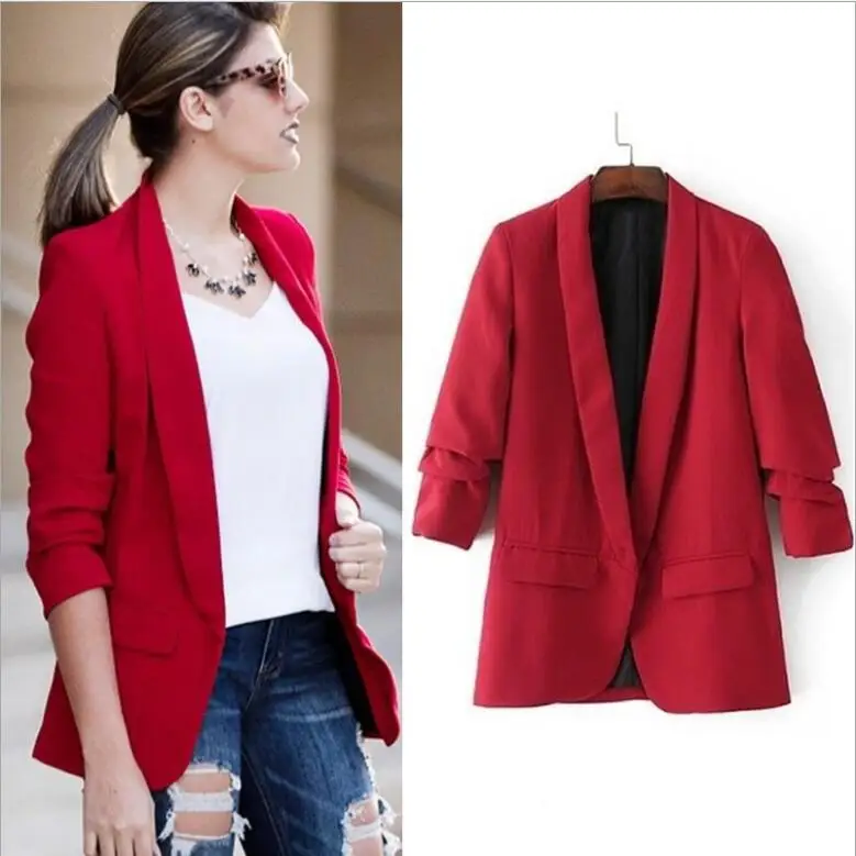 Women's Blazer Casual Jacket Wrinkled Sleeves Double Pocket Blazer Solid Office Ladies Blazer Loose Female Lopa Jacket
Women's Blazer Casual Jacket Wrinkled Sleeves Double Pocket Blazer Solid Office Ladies Blazer Loose Female Lopa Jacket