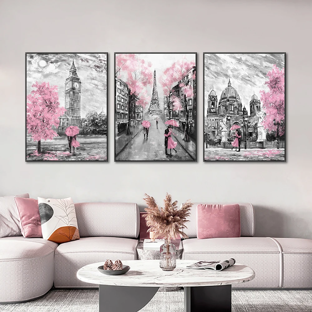 3pcs Set Canvas Painting Pink Trees Tower Lovers With Pink Umbrella Modern Street Wall Art Posters And Prints For Home Decor
3pcs Set Canvas Painting Pink Trees Tower Lovers With Pink Umbrella Modern Street Wall Art Posters And Prints For Home Decor