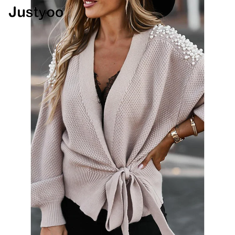 Fashion Women Ladies Long Sleeve V-neck Bowknot Pearl Pure Colors Waist Knitted Lace-Up Cardigan Sweater Casual Pullover Tops
Fashion Women Ladies Long Sleeve V-neck Bowknot Pearl Pure Colors Waist Knitted Lace-Up Cardigan Sweater Casual Pullover Tops