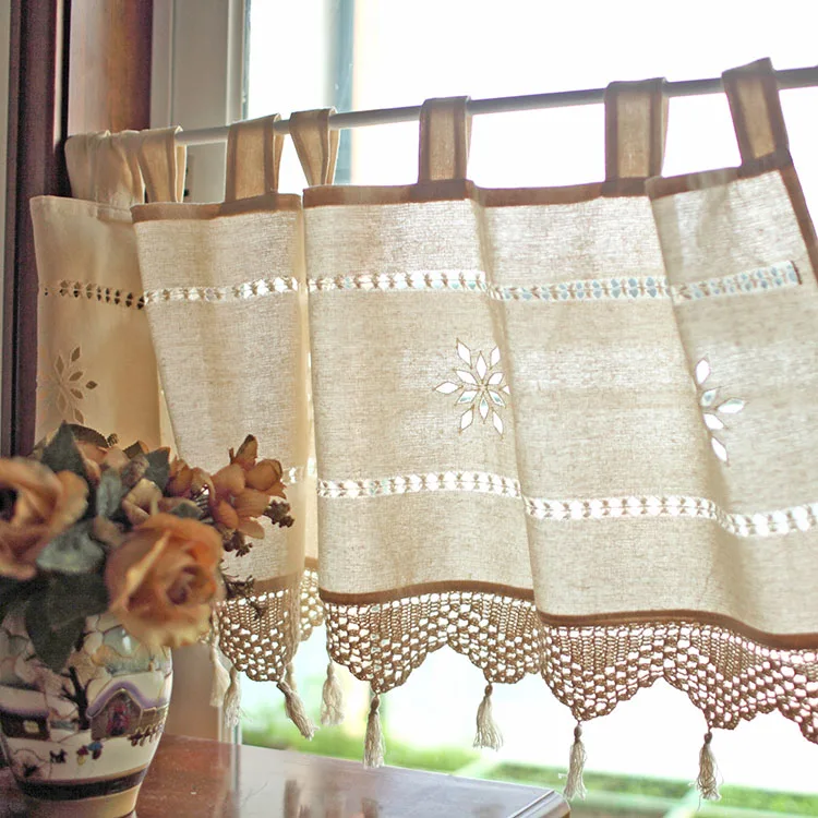 American Short Curtain Cotton Linen Kitchen Curtains Hand Drawn Yarn Half Door Coffee Curtain for Cupboard Window Valance
American Short Curtain Cotton Linen Kitchen Curtains Hand Drawn Yarn Half Door Coffee Curtain for Cupboard Window Valance