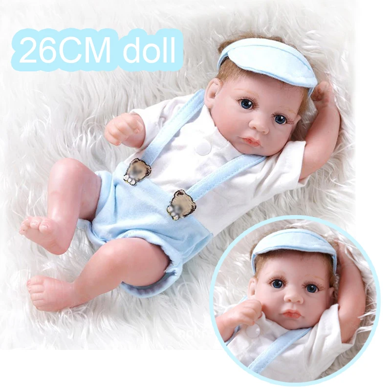 

26cm Mini Reborn Baby Doll 10 Inch Full Body Vinyl Lifelike Dolls Silicone Newborn Bebe Reborn Realistic Doll for Gift Bath Toy