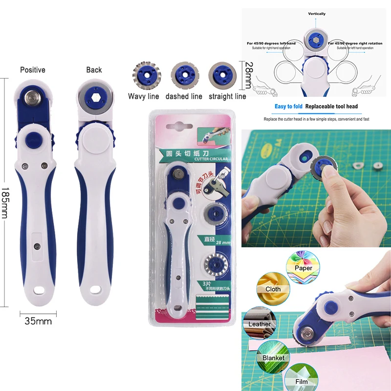Rotary Cutter 28mm For Paper Leather Cloth Cutting Tool Patchwork Roller Wheel Knife Craft Fabrics DIY Sewing Accessories
Rotary Cutter 28mm For Paper Leather Cloth Cutting Tool Patchwork Roller Wheel Knife Craft Fabrics DIY Sewing Accessories