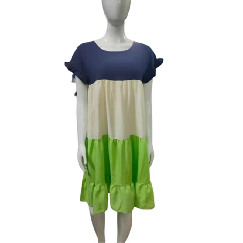 Women Casual Dress 2021 New Summer Short Sleeve O-Neck Loose A-Lien Dress Fashion Ruffle Patchwork Dress Lady Vestidos Size S-XL
Women Casual Dress 2021 New Summer Short Sleeve O-Neck Loose A-Lien Dress Fashion Ruffle Patchwork Dress Lady Vestidos Size S-XL