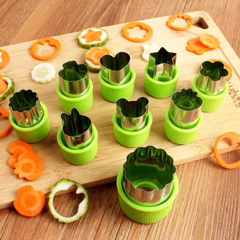 9PCS Star Heart Shape Vegetables Cutter Plastic Handle Portable Cook Tools Stainless Steel Fruit Cutting Die Kitchen Gadgets
9PCS Star Heart Shape Vegetables Cutter Plastic Handle Portable Cook Tools Stainless Steel Fruit Cutting Die Kitchen Gadgets