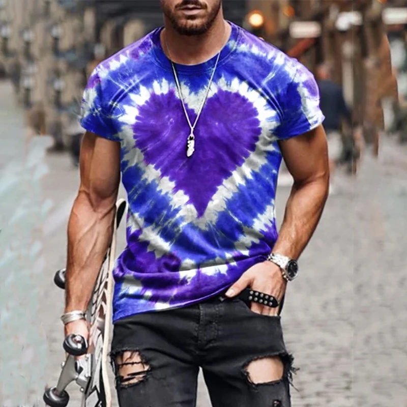 2021 Summer Tie-dye O-Neck Short Sleeve Casual Men's T-Shirt Fashion Pullover Cotton Blend Love Heart Valentine's Day Tops
2021 Summer Tie-dye O-Neck Short Sleeve Casual Men's T-Shirt Fashion Pullover Cotton Blend Love Heart Valentine's Day Tops