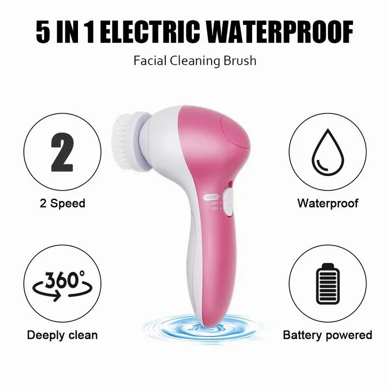 Waterproof 5in1 Electric Sonic Face Cleansing Brush Facial Cleaning Brush Device Set Massager Facial Wash Face Machine
Waterproof 5in1 Electric Sonic Face Cleansing Brush Facial Cleaning Brush Device Set Massager Facial Wash Face Machine