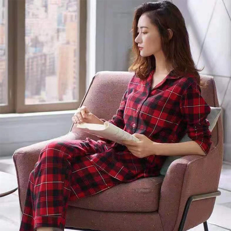 Spring Autumn Women's Pajama Set Cotton Turn Down Collar Ladies Sleepwear with Pant Print Single Breasted Home Suit for Female
Spring Autumn Women's Pajama Set Cotton Turn Down Collar Ladies Sleepwear with Pant Print Single Breasted Home Suit for Female