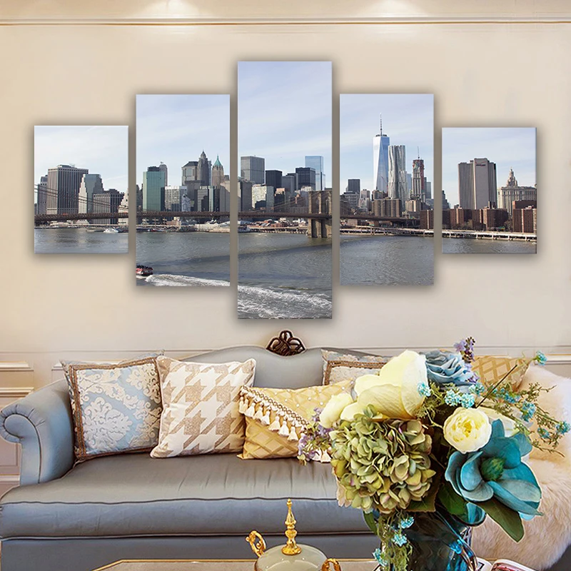 5 Pieces Wall Arts Canvas New York Manhattan Bridge Poster Paintings Living Room Modern Picture Prints Bedroom Home Decoration
5 Pieces Wall Arts Canvas New York Manhattan Bridge Poster Paintings Living Room Modern Picture Prints Bedroom Home Decoration