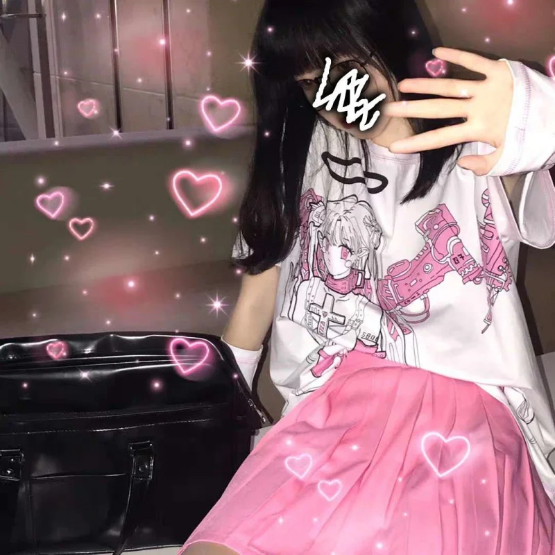 New Harajuku Streetwear Mechanical Angel Print Short Sleeve Y2K T-shirt Women Clothes Summer O-neck Sweet Girls White Tops Tee 
New Harajuku Streetwear Mechanical Angel Print Short Sleeve Y2K T-shirt Women Clothes Summer O-neck Sweet Girls White Tops Tee