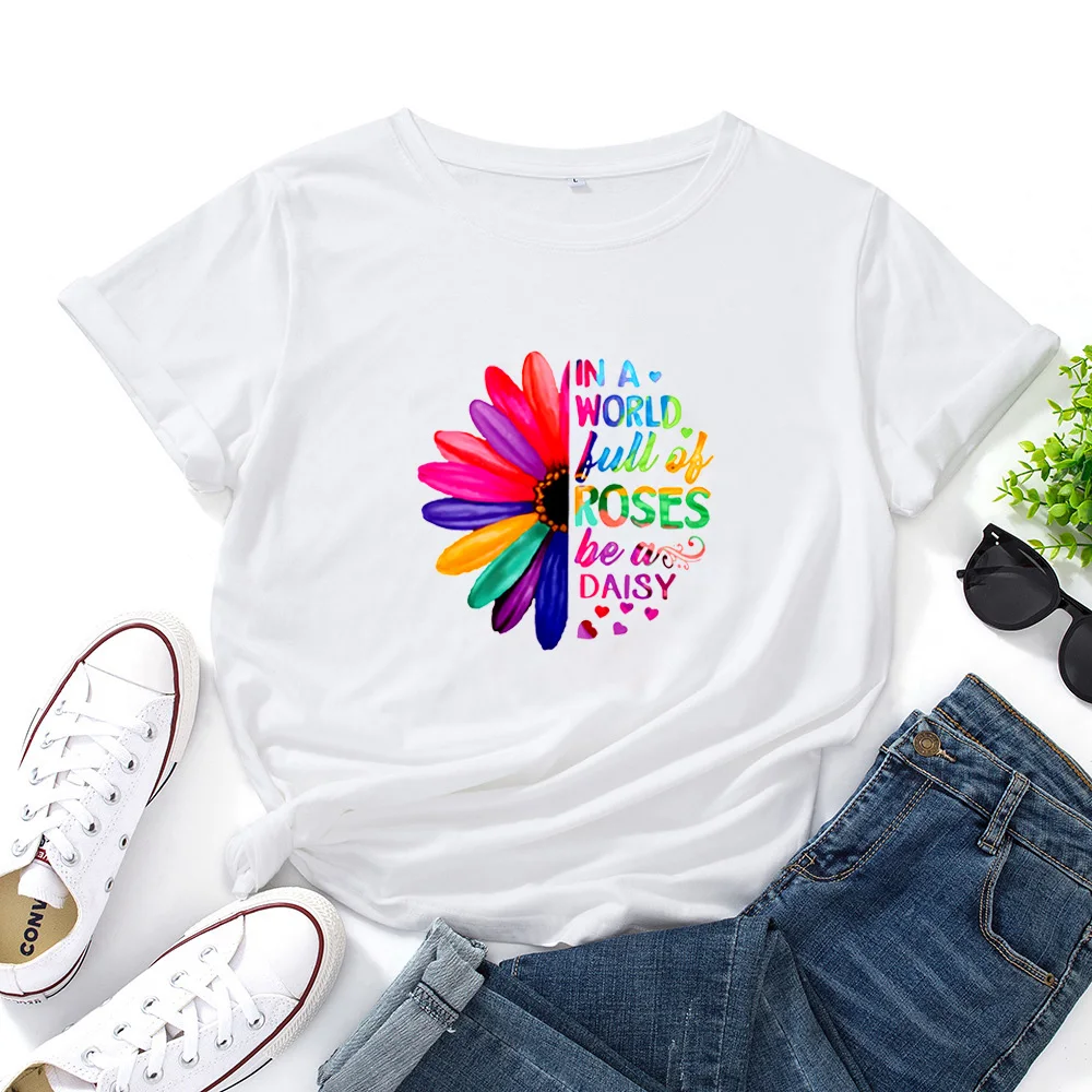 IN A LOVE WORLD BULL OF ROSES Printing T-shirt Women Cotton Round Neck Tshirts Women Casual Short Sleeve T Shirt Women
IN A LOVE WORLD BULL OF ROSES Printing T-shirt Women Cotton Round Neck Tshirts Women Casual Short Sleeve T Shirt Women