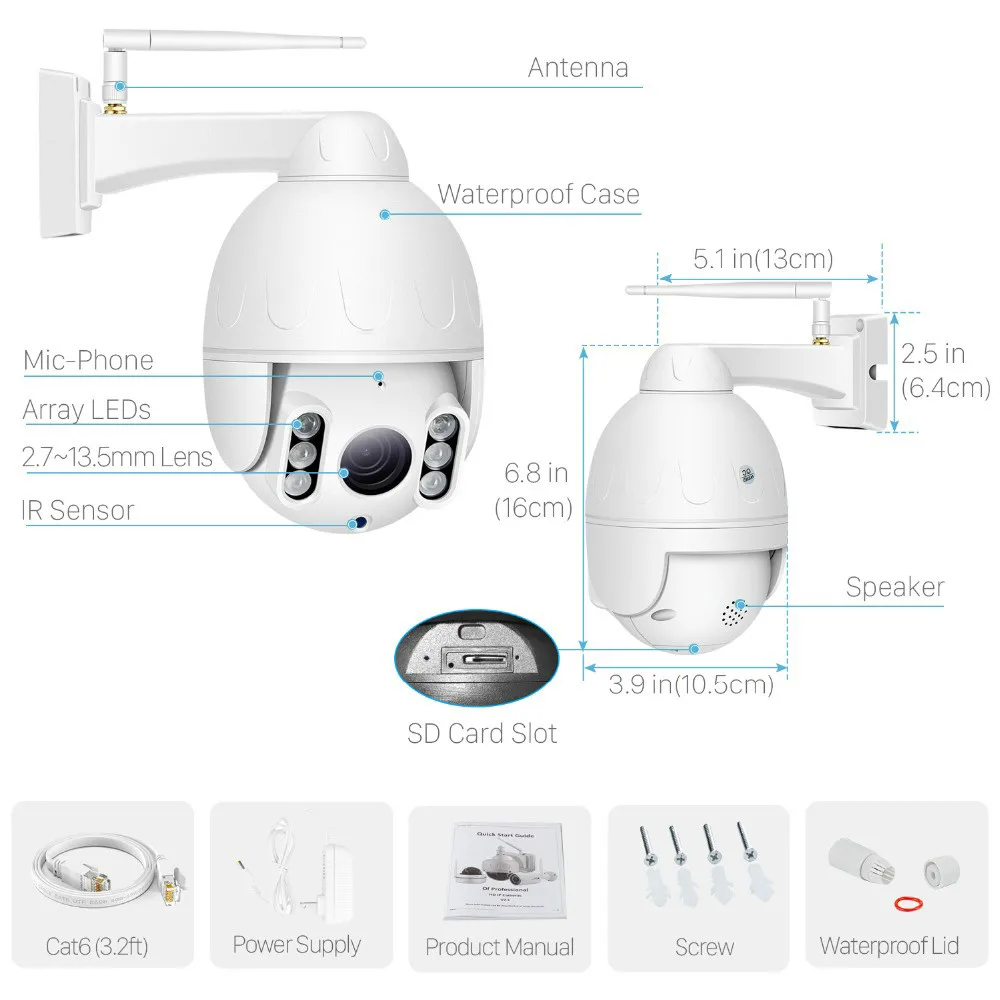INQMEGA 1080P FHD PTZ WiFi Camera Security Two-way Audio Outdoor Waterproof IP Camera Auto Tracking Alarm Surveillance Cameras
INQMEGA 1080P FHD PTZ WiFi Camera Security Two-way Audio Outdoor Waterproof IP Camera Auto Tracking Alarm Surveillance Cameras