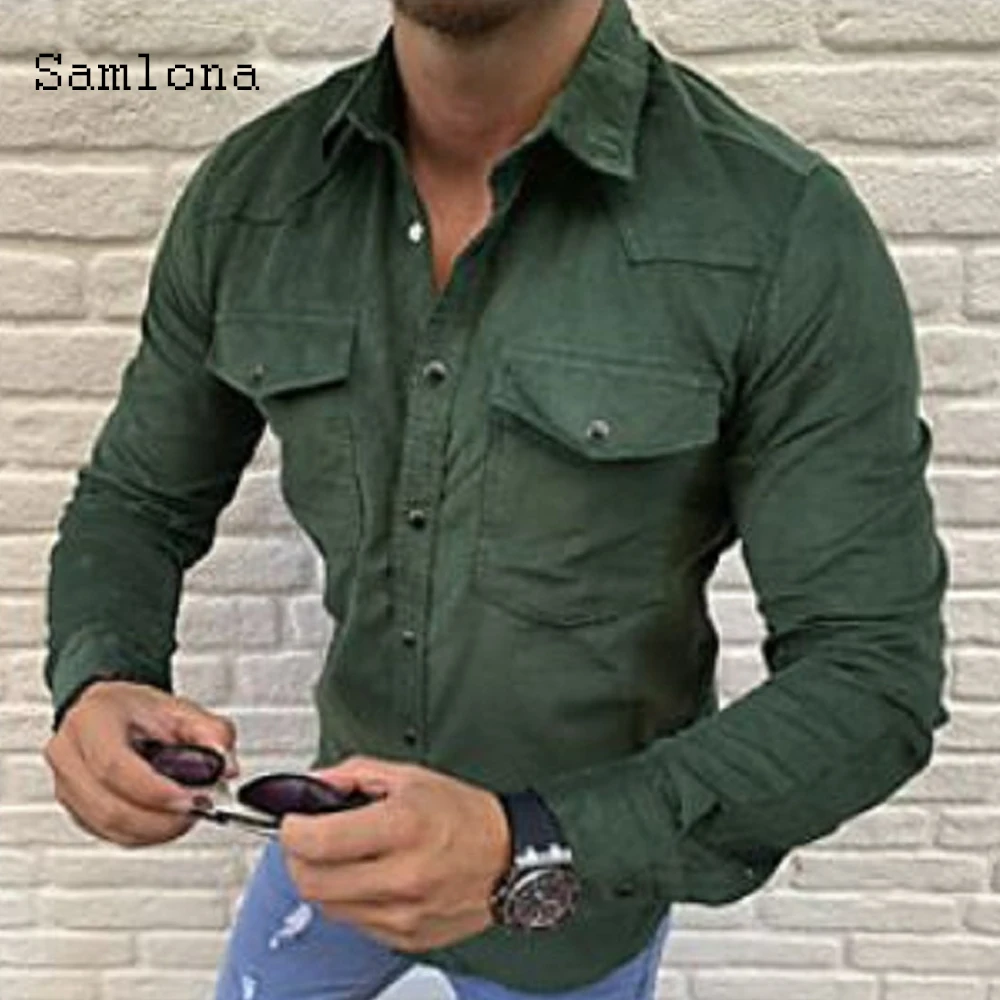 Samlona Long Sleeve Shirt Basic Tops Streetwear Sexy Men clothing 2021 Single-breasted Casual Pullover Autumn Blouse with pocket
Samlona Long Sleeve Shirt Basic Tops Streetwear Sexy Men clothing 2021 Single-breasted Casual Pullover Autumn Blouse with pocket