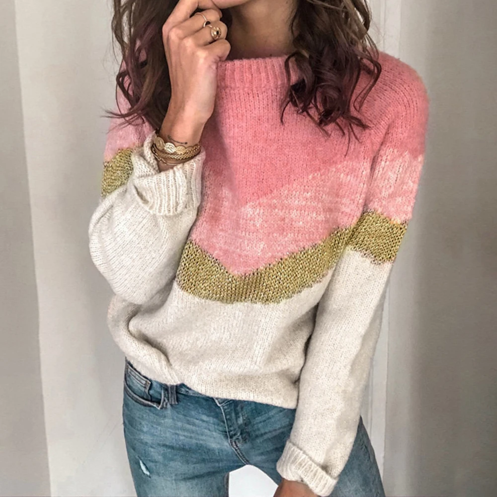 Autumn Winter Women Sweater Stitching Patchwork Color Comfort Sweater Ladies Jumpers Fashion Slim Casual Knitted Pullover Female
Autumn Winter Women Sweater Stitching Patchwork Color Comfort Sweater Ladies Jumpers Fashion Slim Casual Knitted Pullover Female
