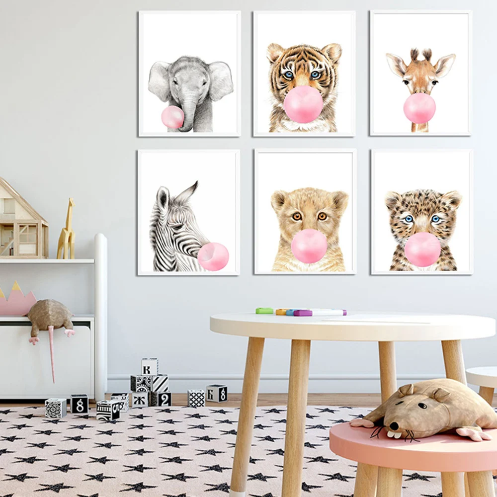 Elephant Panda Deer Animal Nursery Pink Bubble Canvas Painting Print Poster Wall Art Pictures for Baby Kids Children Room Decor
Elephant Panda Deer Animal Nursery Pink Bubble Canvas Painting Print Poster Wall Art Pictures for Baby Kids Children Room Decor