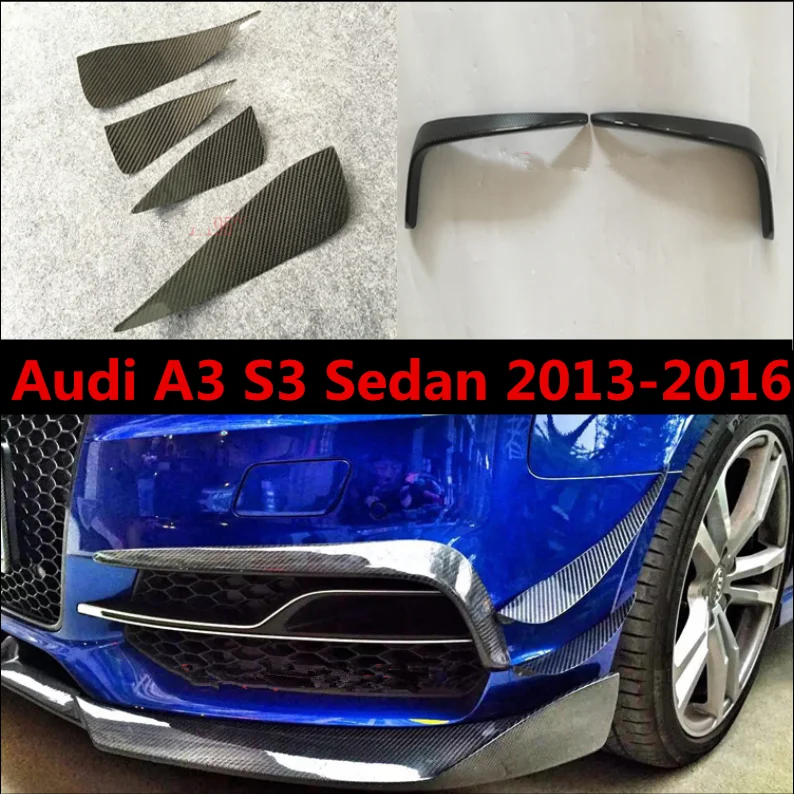 Carbon fiber Front Fog Lamp Lip Splitters Bumper Spoiler Flaps Eyebrows Eyelid Cover For Audi A3 S3 SLINE Sedan 2014 2015 2016
Carbon fiber Front Fog Lamp Lip Splitters Bumper Spoiler Flaps Eyebrows Eyelid Cover For Audi A3 S3 SLINE Sedan 2014 2015 2016
