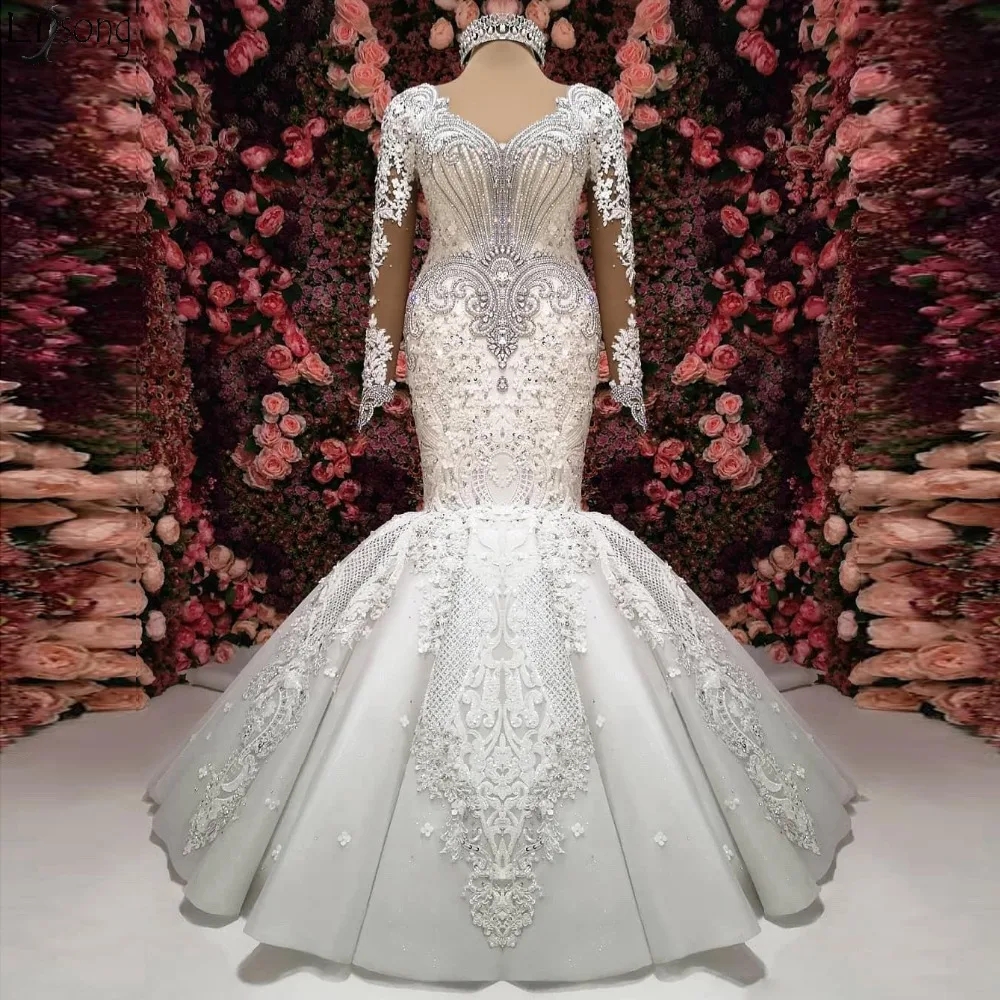 Dubai Arabic Luxury Mermaid Wedding Dresses 2020 Lace Crystals Long Sleeves African Bride Wedding Dress Plus Size Bridal Gowns
Dubai Arabic Luxury Mermaid Wedding Dresses 2020 Lace Crystals Long Sleeves African Bride Wedding Dress Plus Size Bridal Gowns