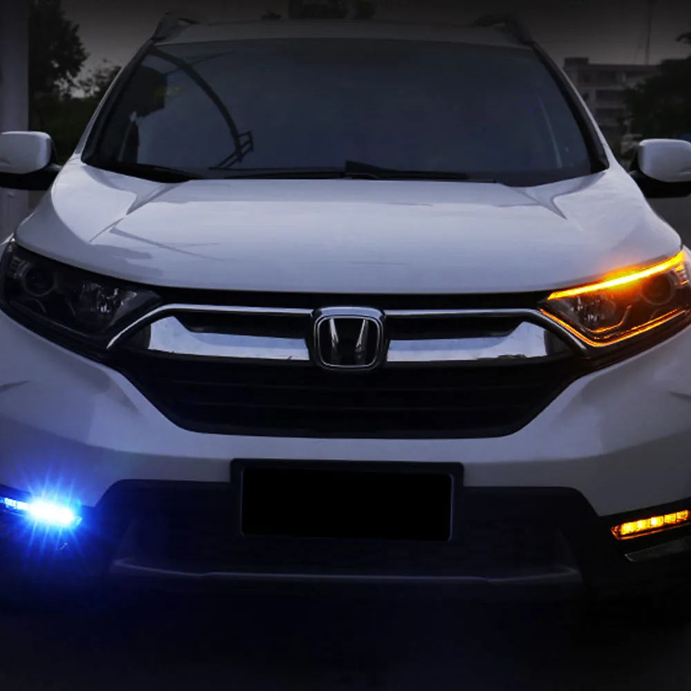 Triple Colors Switchback White & Amber & Ice Blue LED Daytime Running DRL Lights w/ Turn Signal For Honda CR-V CRV 2017 2018 
Triple Colors Switchback White & Amber & Ice Blue LED Daytime Running DRL Lights w/ Turn Signal For Honda CR-V CRV 2017 2018