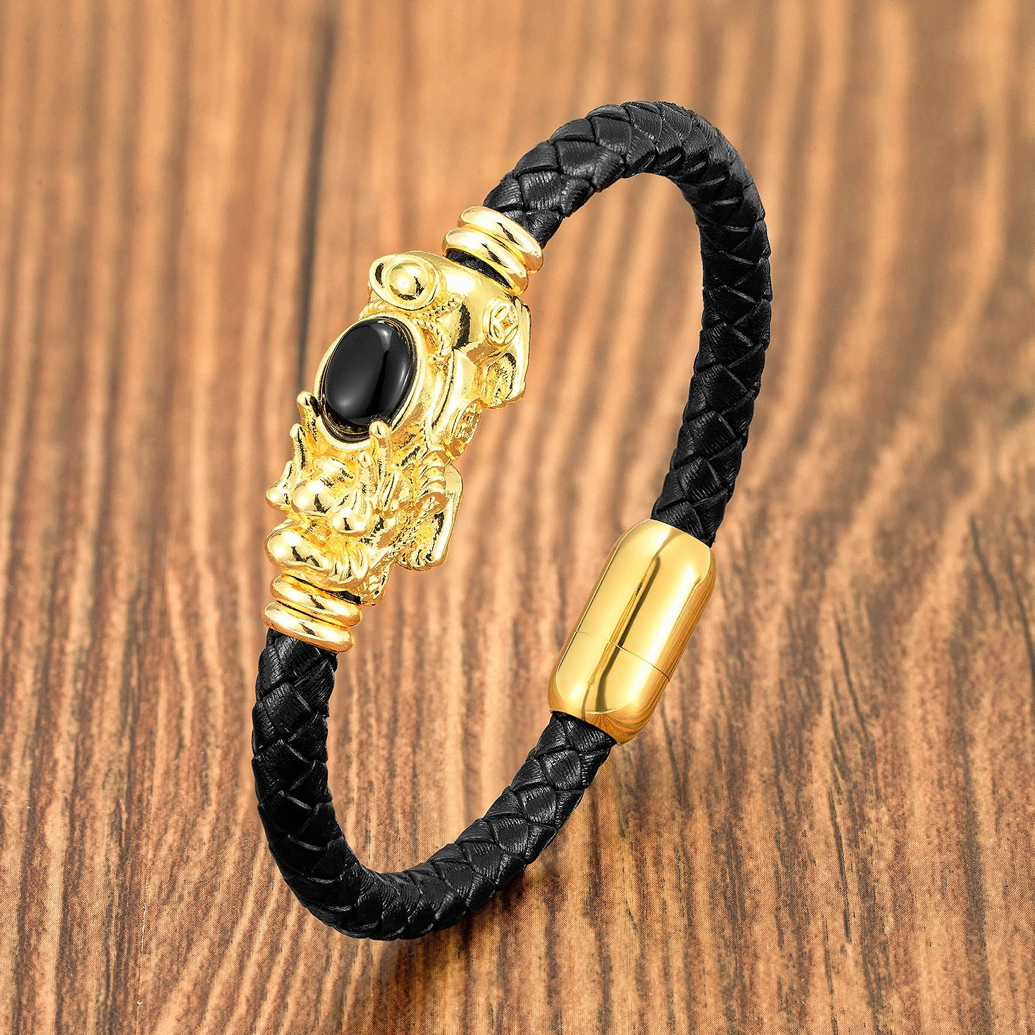 New Feng Shui PIXIU Charm Bracelet Round Natural Gemstone Braided Leather Rope Women Bracelet Fashion Stainless Steel Jewelry
New Feng Shui PIXIU Charm Bracelet Round Natural Gemstone Braided Leather Rope Women Bracelet Fashion Stainless Steel Jewelry