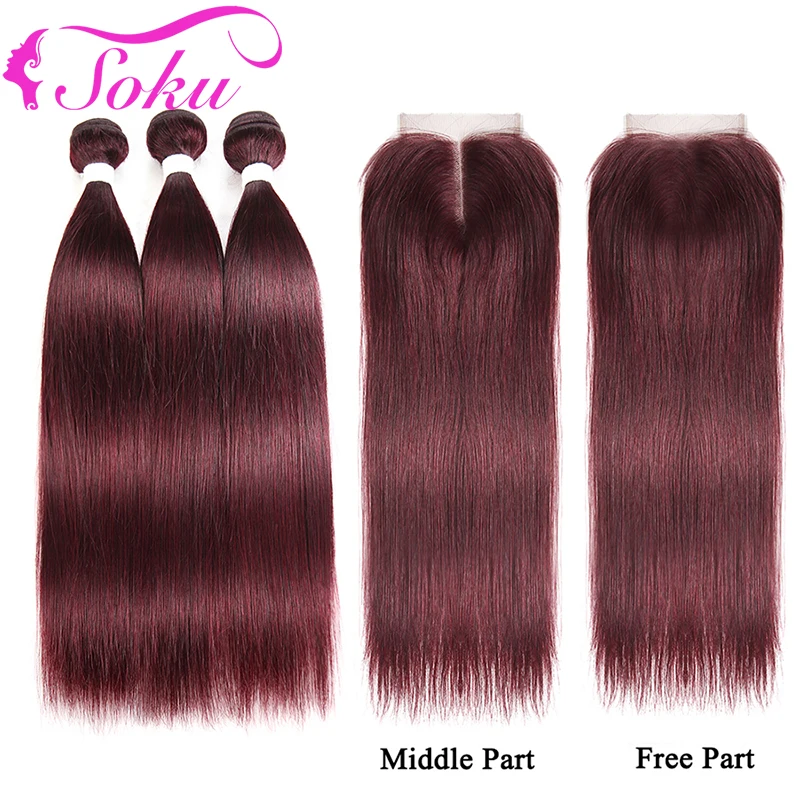 99J/Burgundy Human Hair Weave Bundles With Closure Brazilian Straight Bundles With Closure 4x4 SOKU Remy Human Hair Extension
99J/Burgundy Human Hair Weave Bundles With Closure Brazilian Straight Bundles With Closure 4x4 SOKU Remy Human Hair Extension