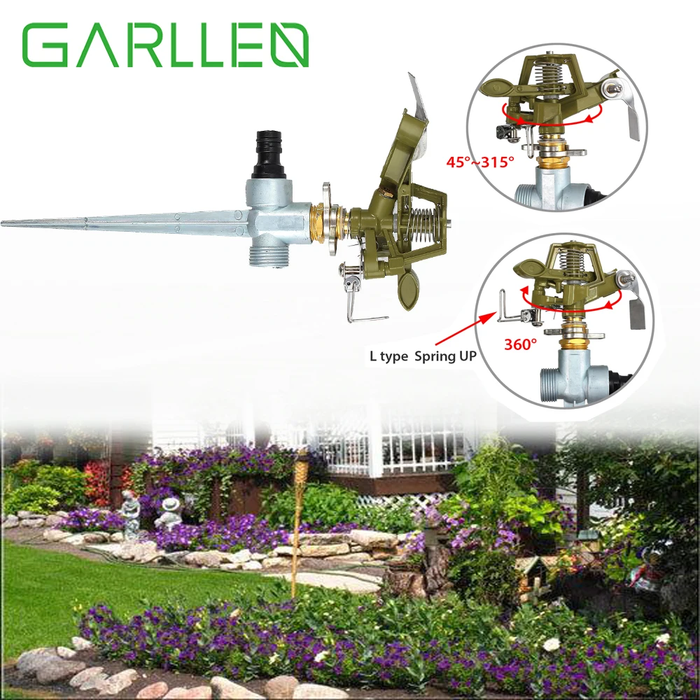 GARLLEN 25°-360° Adjustable Garden Metal Spike Lawn Water Impulse Sprinkler Suitable for All Common Plug-in Systems garden tools
GARLLEN 25°-360° Adjustable Garden Metal Spike Lawn Water Impulse Sprinkler Suitable for All Common Plug-in Systems garden tools