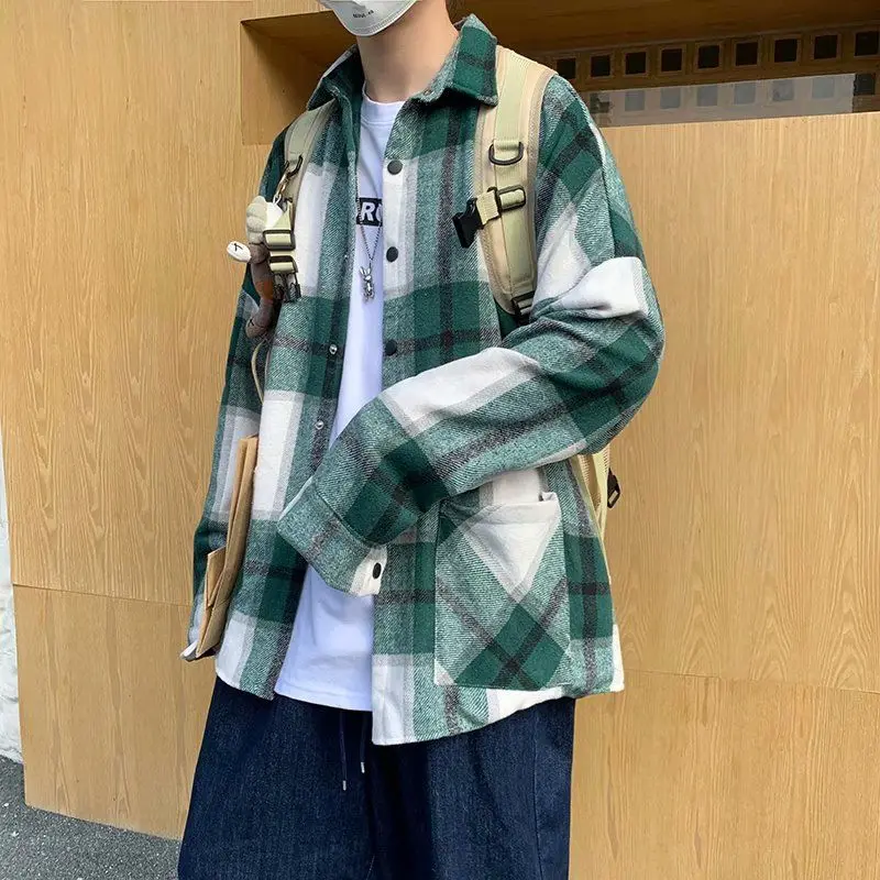 Men's Fashion Retro Casual Shirt Men Streetwear Wild Loose Korean Long-sleeved Shirts Mens XS-LSpring and Autumn Plaid Shirt
Men's Fashion Retro Casual Shirt Men Streetwear Wild Loose Korean Long-sleeved Shirts Mens XS-LSpring and Autumn Plaid Shirt