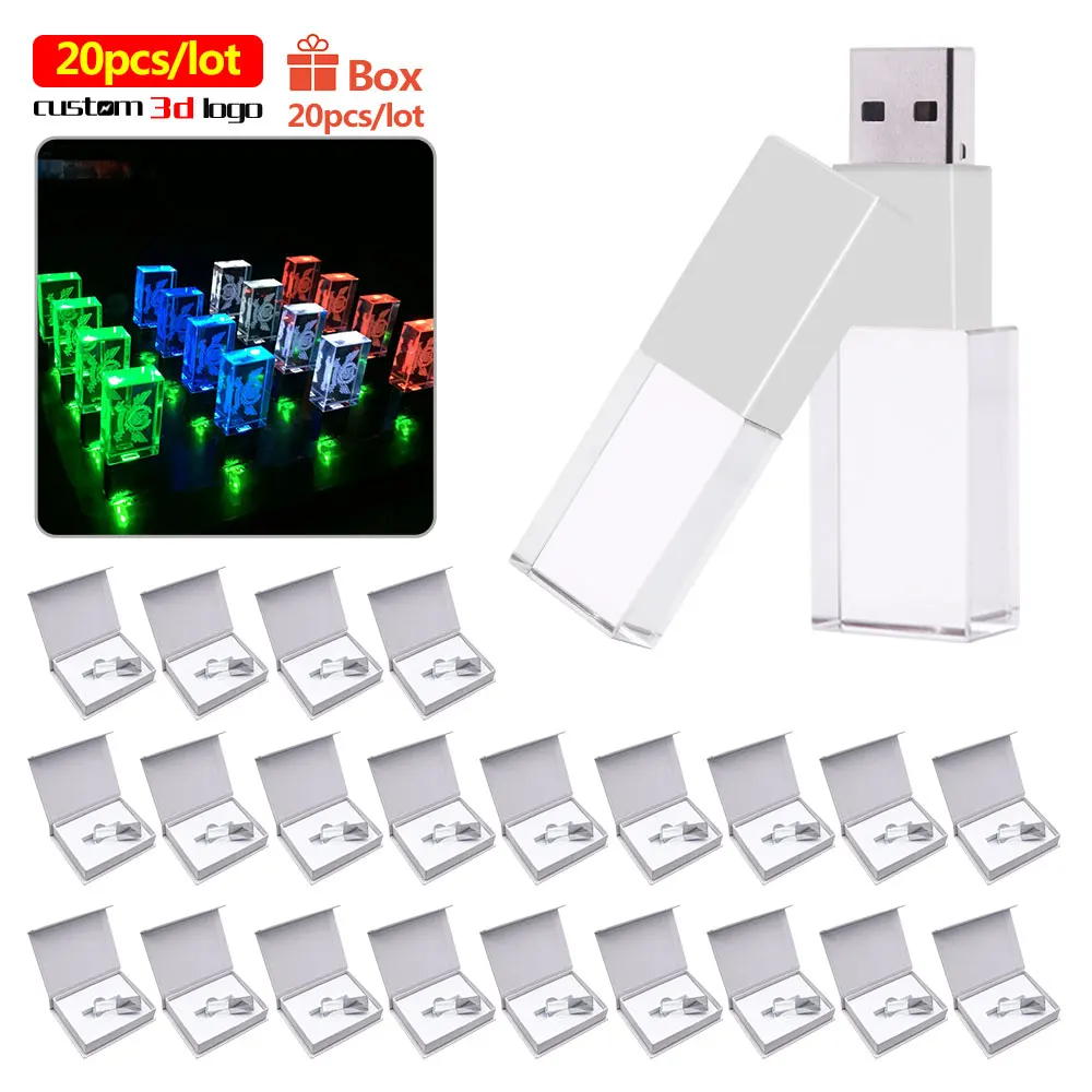 20pcs/lot crystal transparent glass usb flash drives Free Custom logo usb 2.0 16GB 32GB 64GB 128GB For wedding pendrive LED
20pcs/lot crystal transparent glass usb flash drives Free Custom logo usb 2.0 16GB 32GB 64GB 128GB For wedding pendrive LED